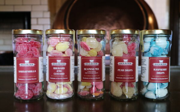 Wholesale Sweets from Beamish Museum. Image contains five jars of hard boiled sweets
